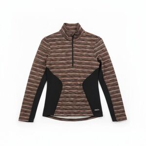 Kerrits Womens Striped Fleece 1/4 Zip Pullover Zip Pockets Regular Size S